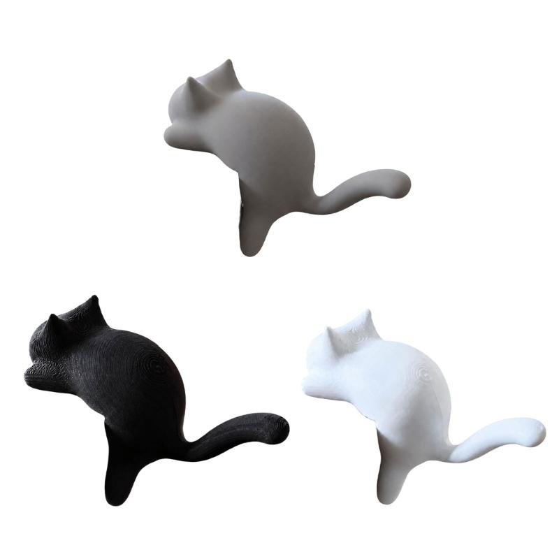 Cats Hook Cats Shaped Shelf Hook Lying Cats Key Holder for Shelf Placement, Extended-Tail Plastic Hook for Small Items and Interior Display Accent