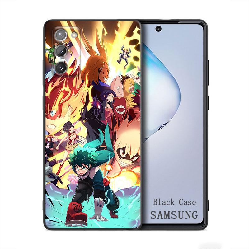My Hero Academia Anime Samsung Galaxy A91 A73 A72 A71 A53 A52 A7 M62 M22 M30s M31s M33 M52 F23 F41 F42 5G 4G Custodia Nera per Telefono