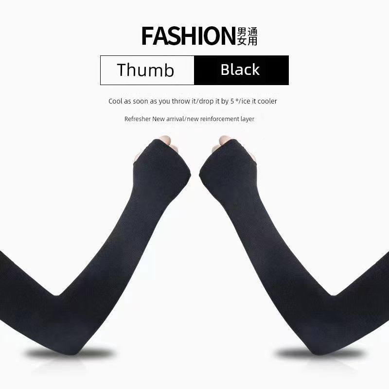 

Summer Sun Protection Ice Sleeve Men and Women Viscose Fiber Oversleeve Breathable and UV-Resistant Gloves Oversleeves Outdoor Cycling Oversleeves Finger hole [Black 5 pairs get 5 pairs]] One size