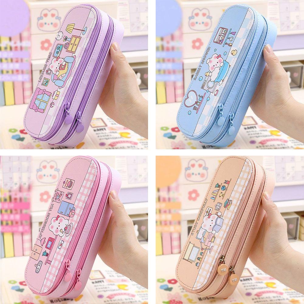Double Layer Pencil Case Cartoon Design Stationery Pouch Ins Pen Pouch  Student Supplies
