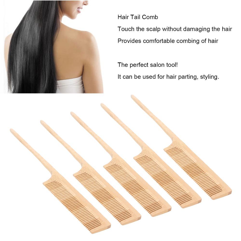 5pcs Heat Resistant Rat Tail Parting Comb Rounded Teeth Rat Tail Teasing Comb Salon Use