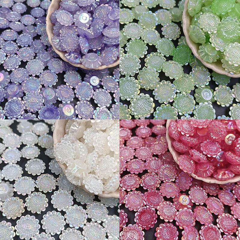 20 Stück lose Perlen mit Doppelloch, AB-Farben, Charms, Sonnenblumenperlen für die Schmuckherstellung, DIY, handgefertigtes Perlenmaterial