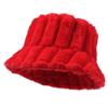 New Autumn Winter Faux Fur Bucket Hat Outdoor Fashion Solid Color Stripes Thick Warm Fisherman Hats Wide Brim Ski Panama Cap