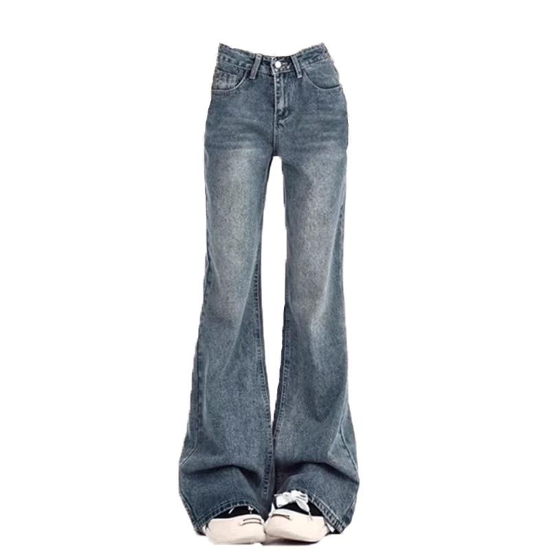 Damen Jeans Schlaghose Freizeit Schlankmachend Vintage Inspiriert Frühling Herbst Hoher Bund Glockenhose Damen Hose Schlag Jeans Y2k