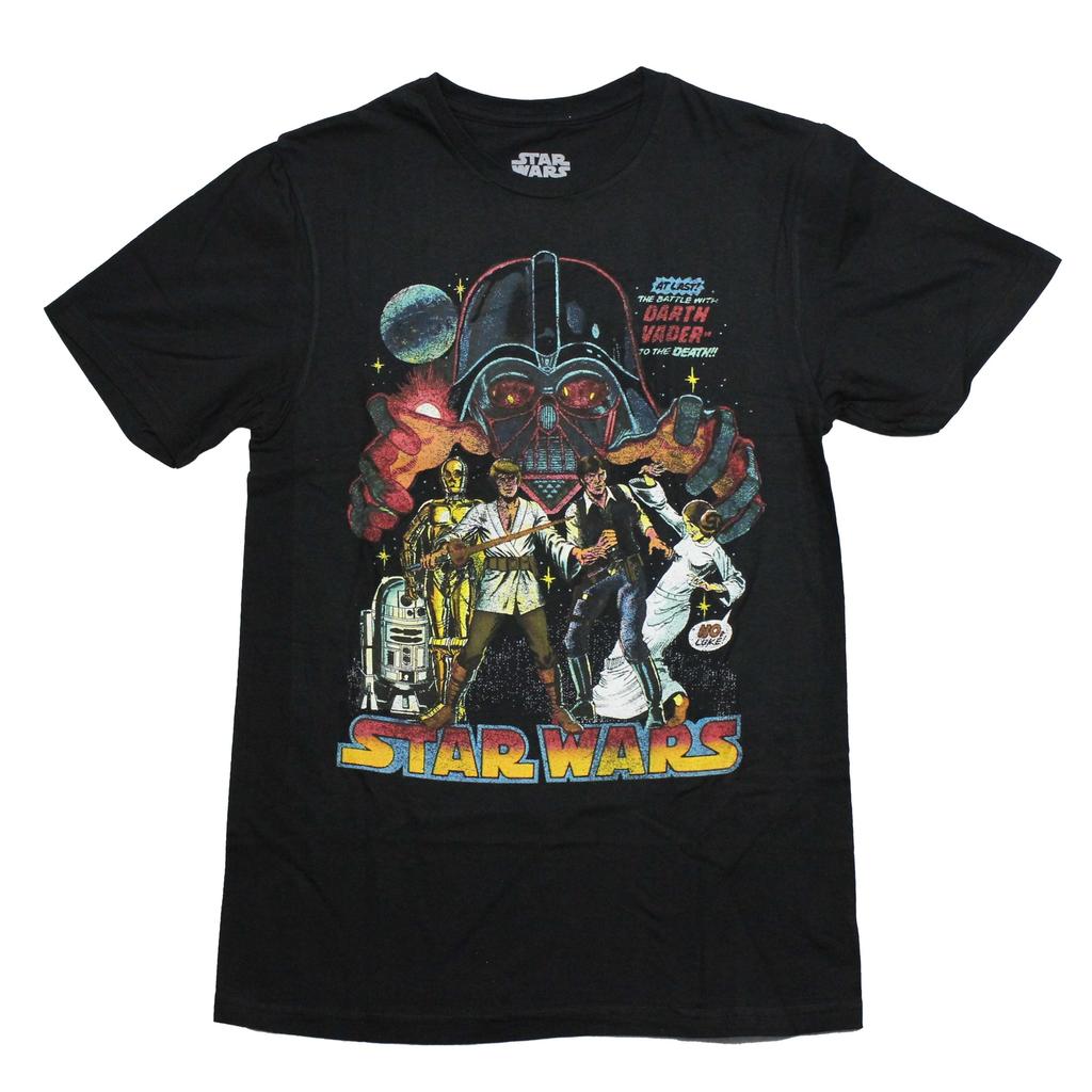 Star Wars New Adult T-Shirt - Distressed Movie Poster Battle With Vader At Last
