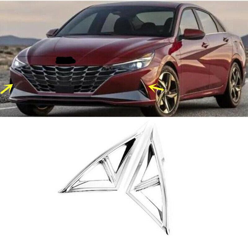 Chrome Front Fog Lamp Light Cover Decor Trim For Hyundai Elantra 2021 2022 2PCS