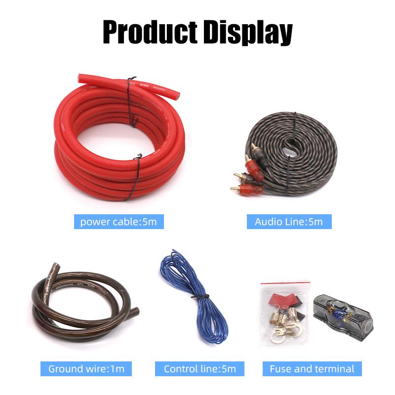 2GA Subwoofer Audio Cable 60 AMP Fuse Wiring Fuse Holder Wire Cable Copper Clad Aluminum Car Amplifier Cable Audio Modification