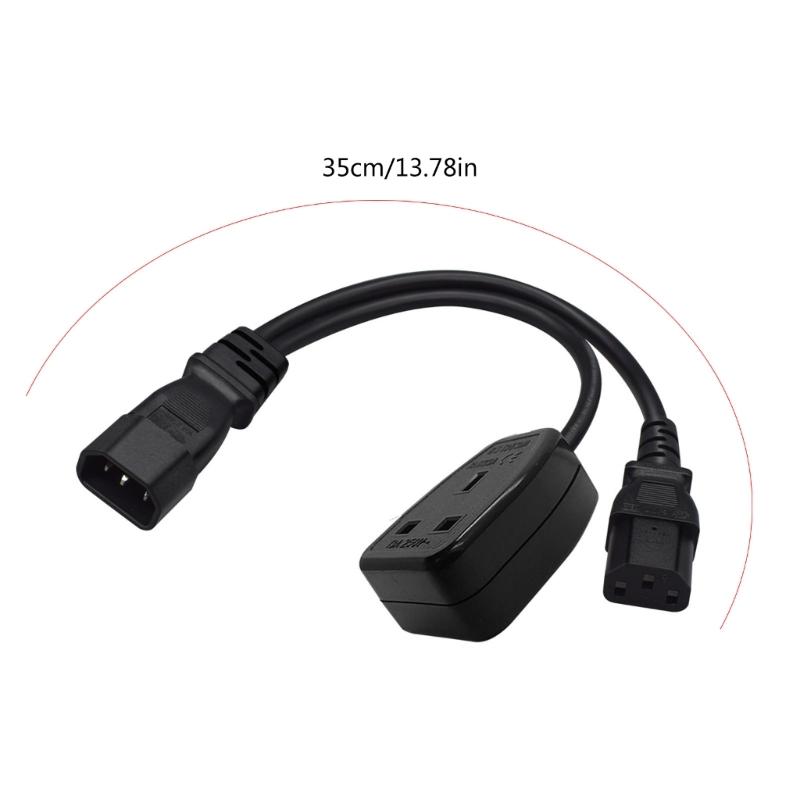 3-pin IEC320-C14 Male Plug to IEC320-C13+UK13A Female Adapter Cord Y-splitter Power Supply Converter Cable Line