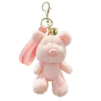 Fluffy Pink Teddy Bear Keychain Pendant for Handbag