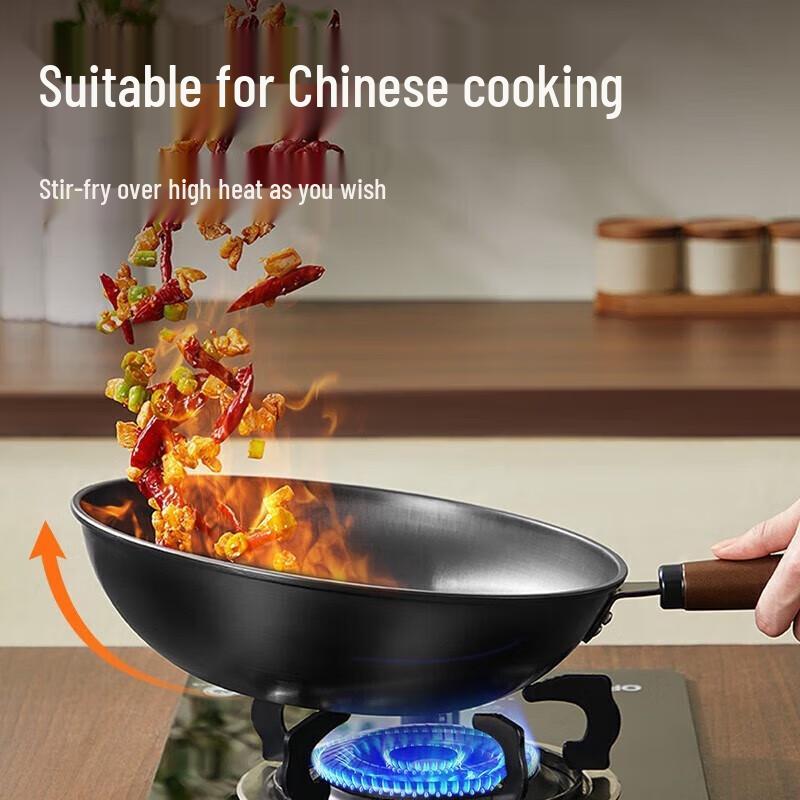 Chui Da Huang Wrought Iron Flat Bottom Stir-Fry Pan