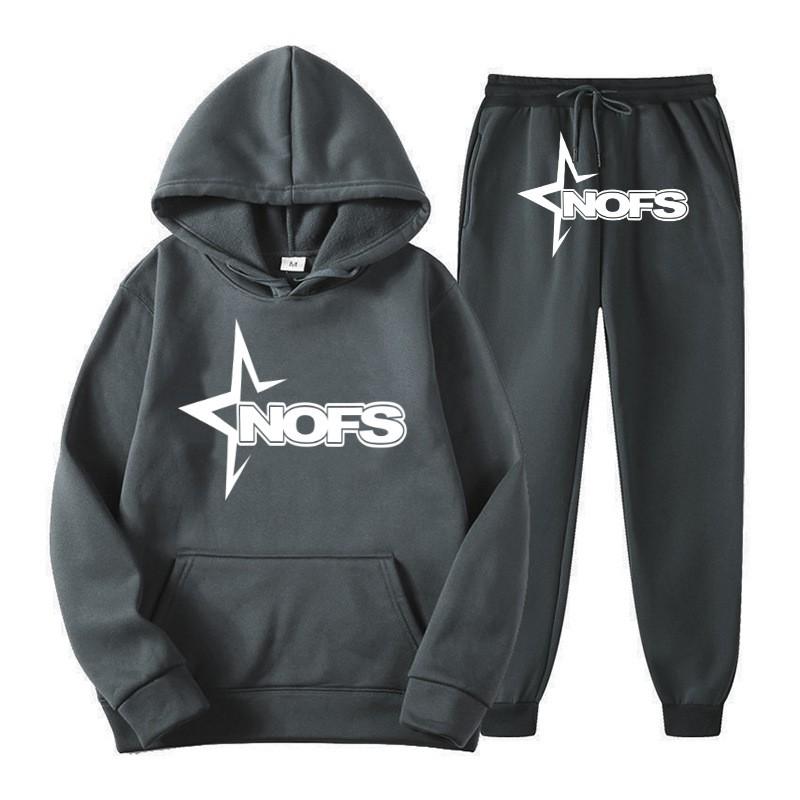 Unisex Streetwear Hoodie Jogger Set Casual Loose Fit Print Sweatshirt Pants Outfit