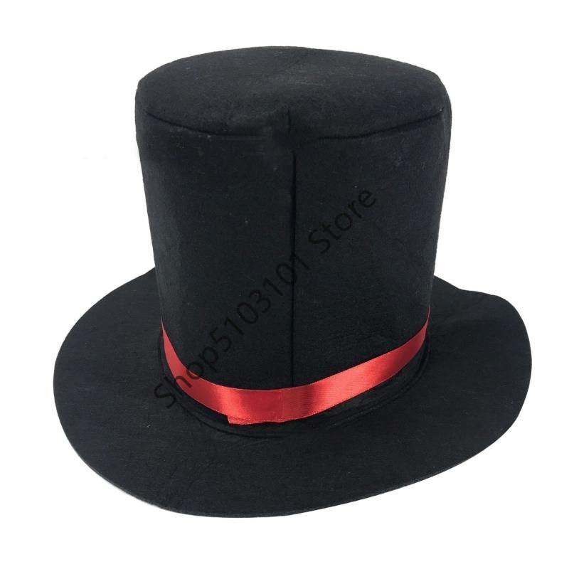 X6HE Chapeau Haut de Forme Noir Magicien Chapeau Porté Chapeau Chapeau Melon Chapeau Haut de Forme