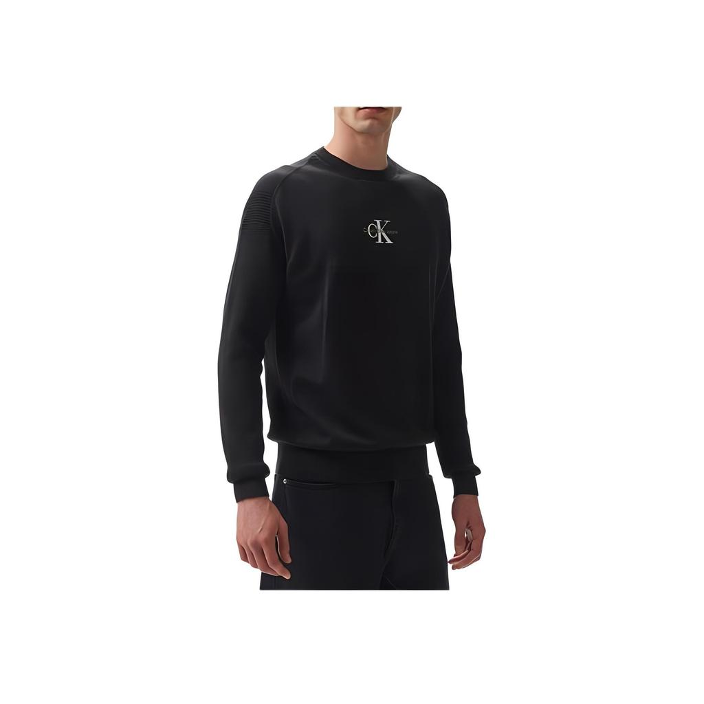 Calvin Klein Letter Round Neck Fitted Long Sleeve Sweatshirt Men sweatshirt Black J30J325671-BEH