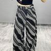 Coole Patchwork-Farbblock-Jeans für Plus-Size-Damen, lockere Weitbein-Überknie-Hose