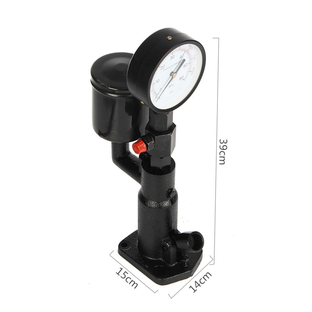 Bar/PSI 0-60Mpa Steel 1L Pop Diesel Injector Nozzle Pressure Tester Dual Scale Read Gauge Black High Pressure Pipe Diagnostic