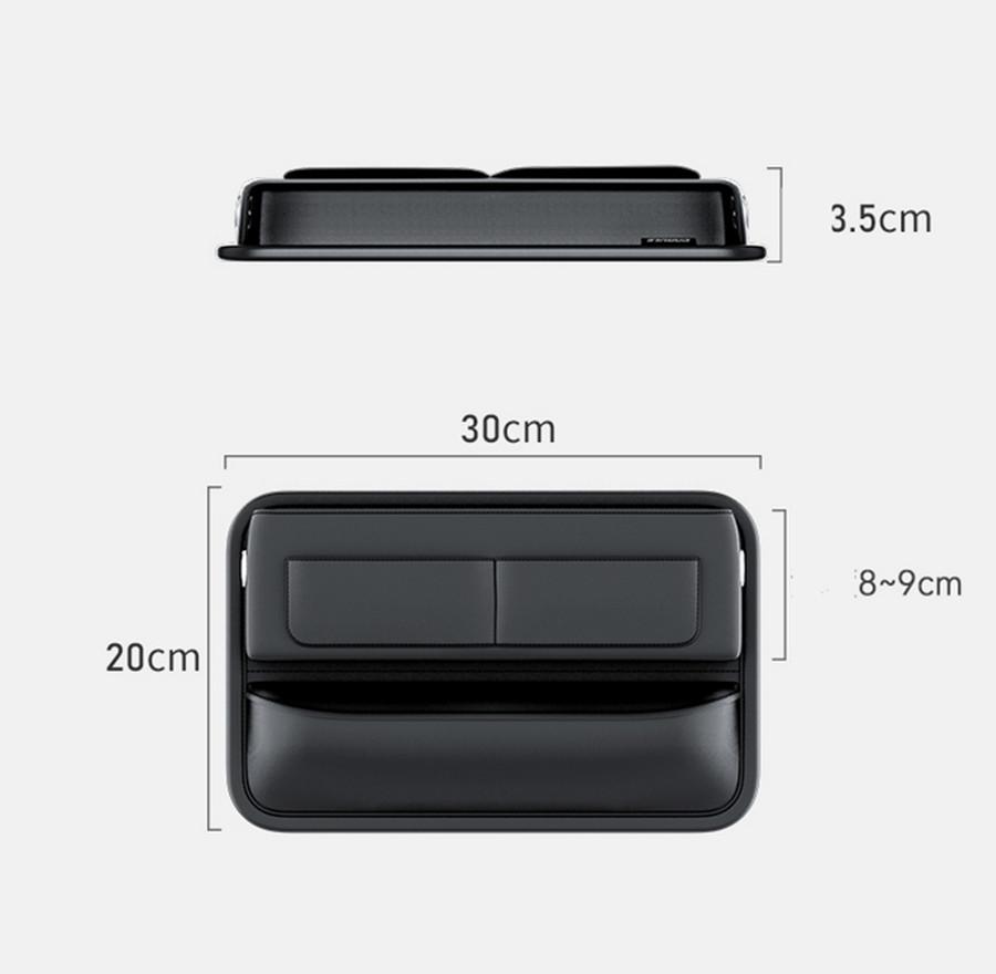 PU Leather Car Console Side Seat Gap Filler Front Seat Organizer for Cellphone Key Coins Stop Dropping between Seats Black