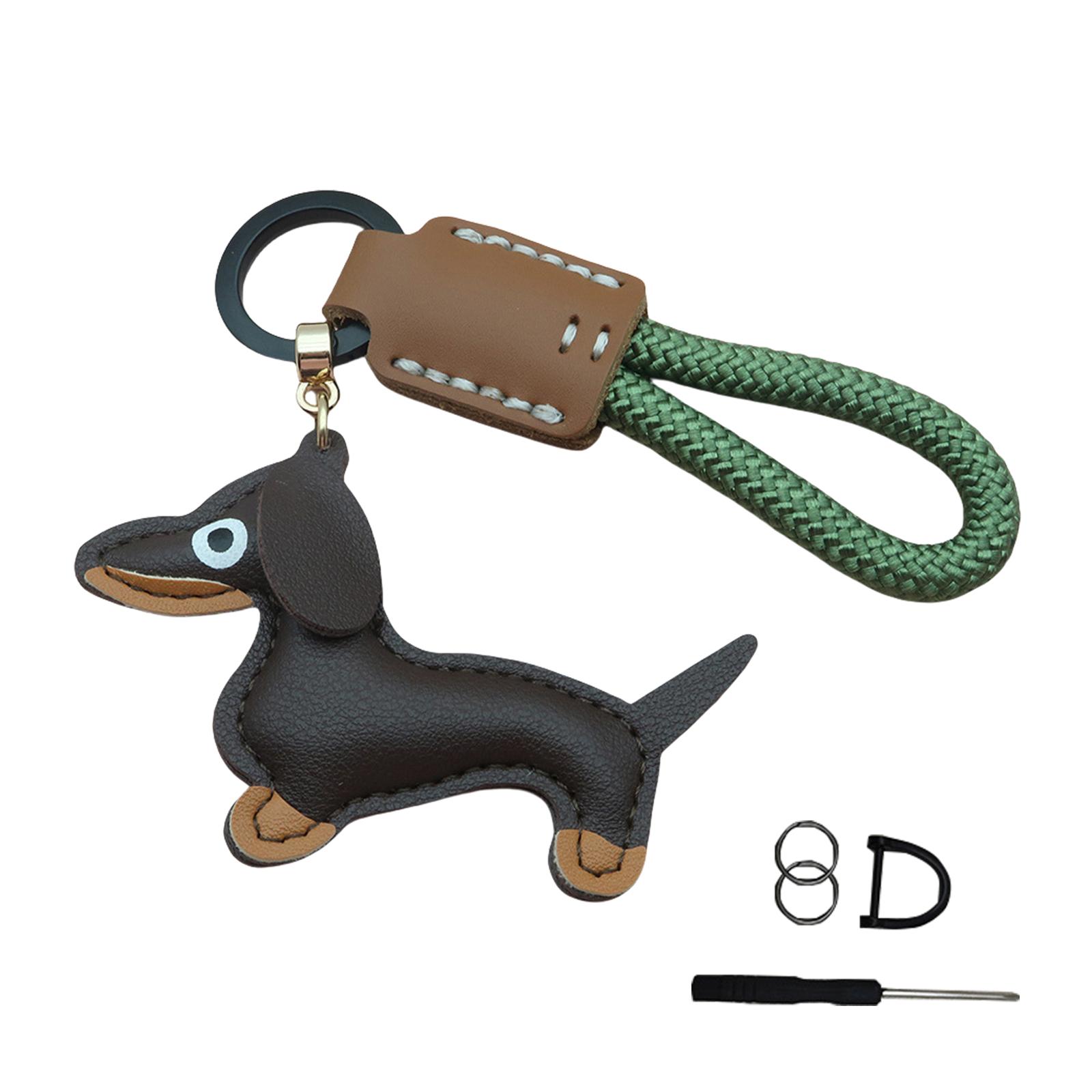 

Милый кожаный брелок в виде таксы, игривый брелок в виде собаки-сосиски, изящный брелок-подвеска для украшения сумки и ключей 12