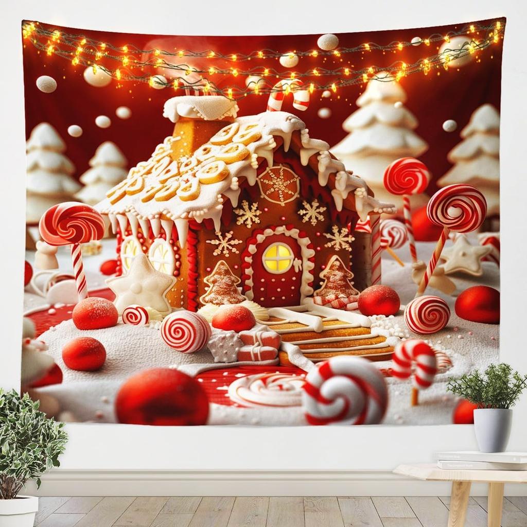Christmas Tapestry New Year Background Wall Hanging Decoration Fireplace Stockings Gifts Hanging Cloth
