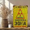 Placa de Lata Hisun Vintage Chernobyl Perigo de Radiação Placa de Lata de Metal Retro Aviso Nuclear Pintura em Ferro Arte de Parede Rústica Energia Atômica Decorativa