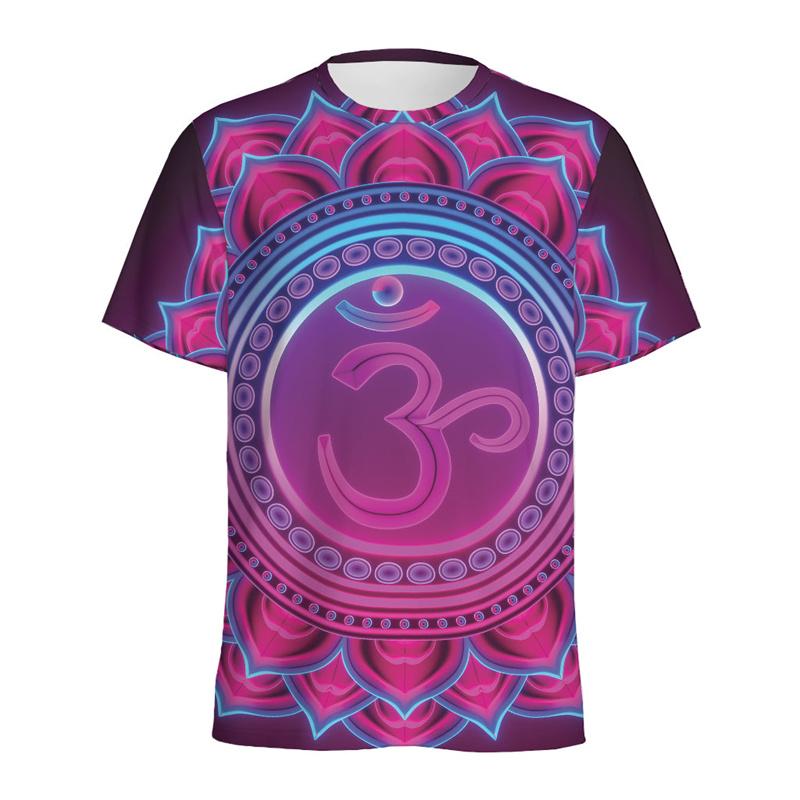 Spiritual Pattern 3D Printed T-shirt For Men Ethnic Floral T Shirt Women Round Neck Short Sleeve Summer Street Tees