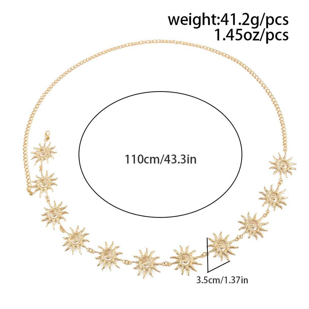 SHIXIN Unique Sexy Metal Sun Belly Chain for Women 2026 New Bohemian Adjustable Waist Chain Summer Beach Bikini Body Jewelry Y2K