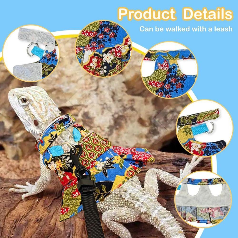 Traction Rope Ferret Harness and Leash Set Floral Pattern Pet Walking Harness  Pet Supplies