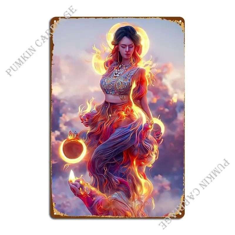 Fire Goddess Metal Sign Plaques Create Mural Mural Garage Iron Tin Sign Poster 20x30cm(7.8x11.8inch)