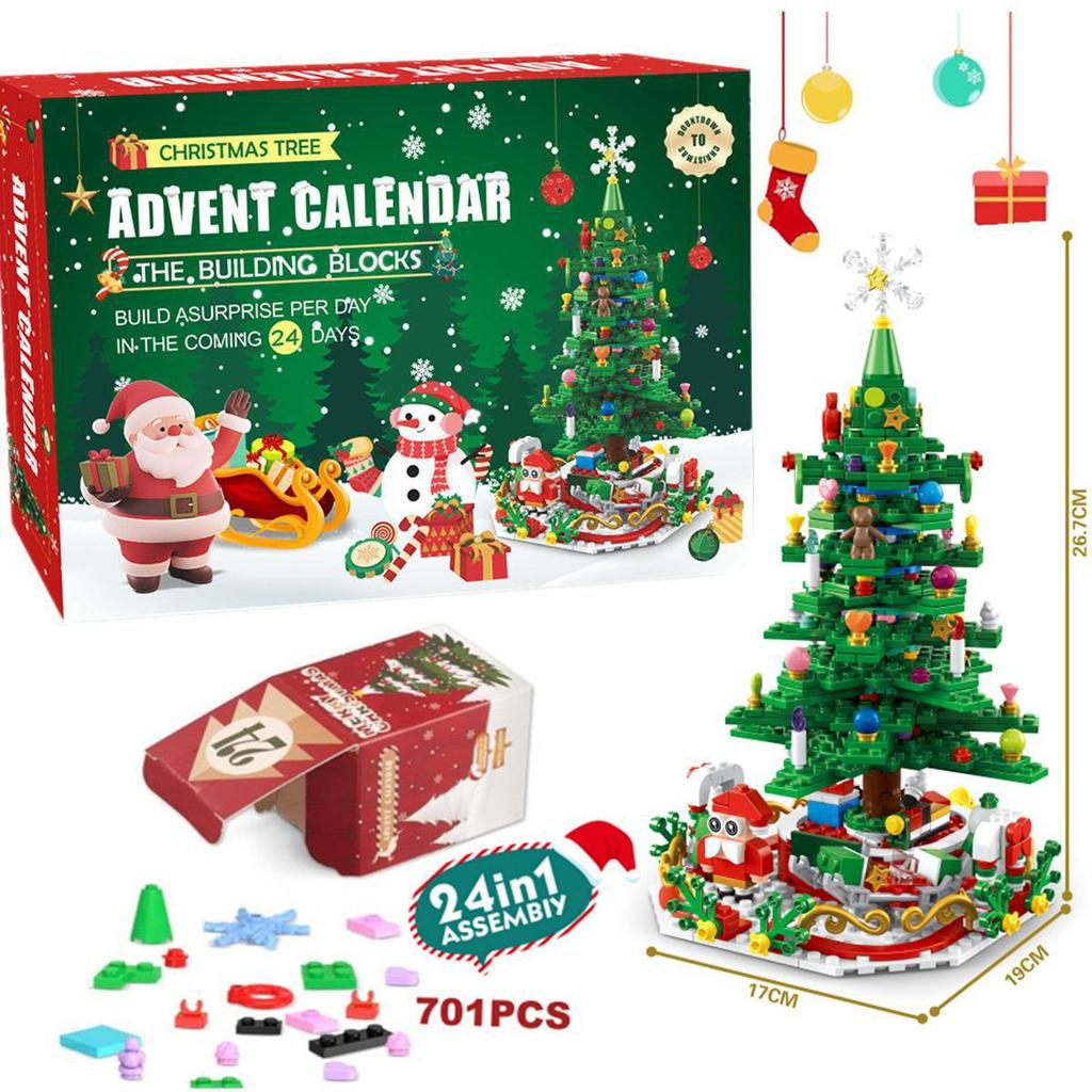 Hot Christmas Tree Building Blocks Toys Advent Calendar Gift Box 24Days Countdown Calendar Blind Box New Years Christmas Gift