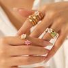 Pearl Ring Niche Design Hand Jewelry Titanium Steel Open Ring Women's Non-fading Flower Stainless Steel Ring