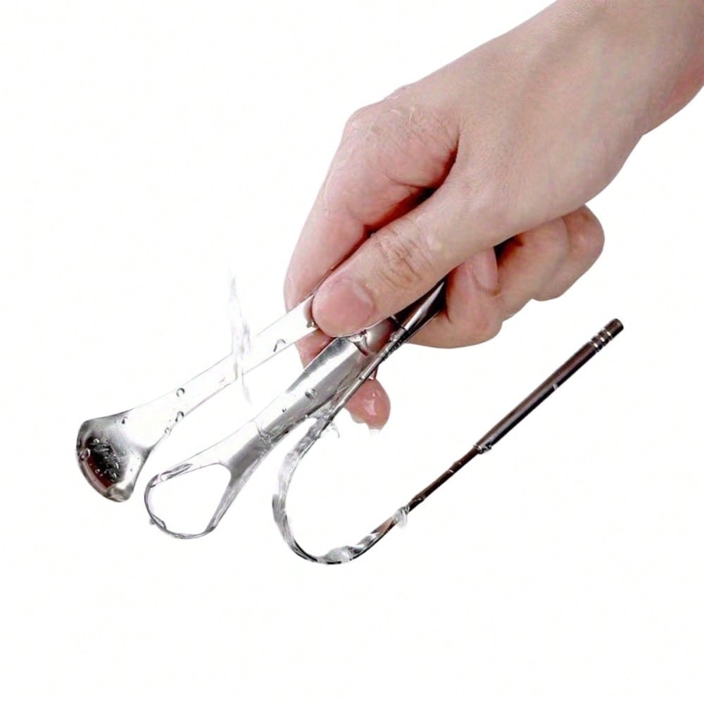 Stainless Steel Tongue Cleaner For Oral Hygiene Reduce Bad Breath With Large Case Healthy Gum Fresh Breath