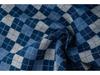 Yimanqiyun Blue French Grid Jacquard Semi-Blackout Bay Window Curtains