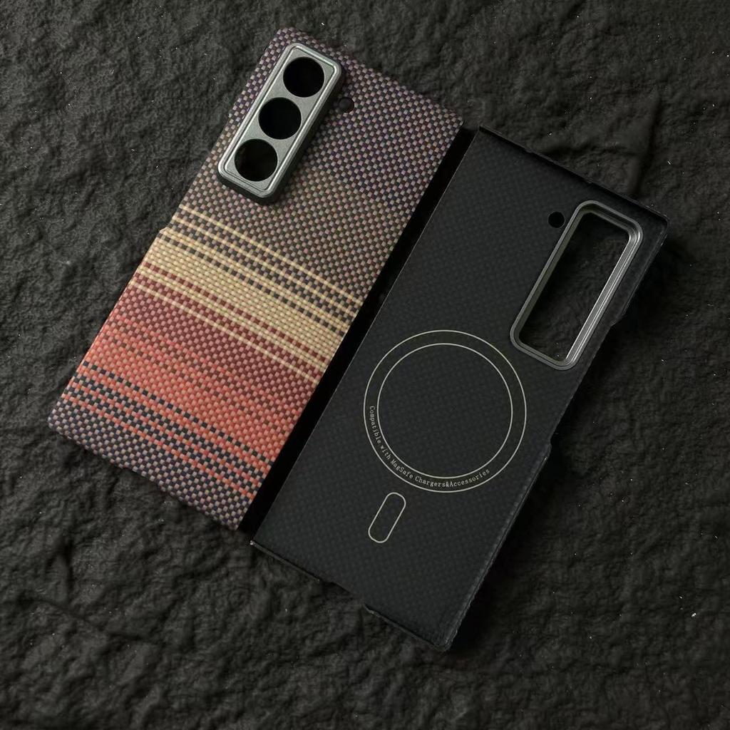 Kevlar Suitable for Samsung W25 Kevlar Mobile Phone Case Magnetic Absorbing W25 Ultra Thin Aramid Fiber Protective Case
