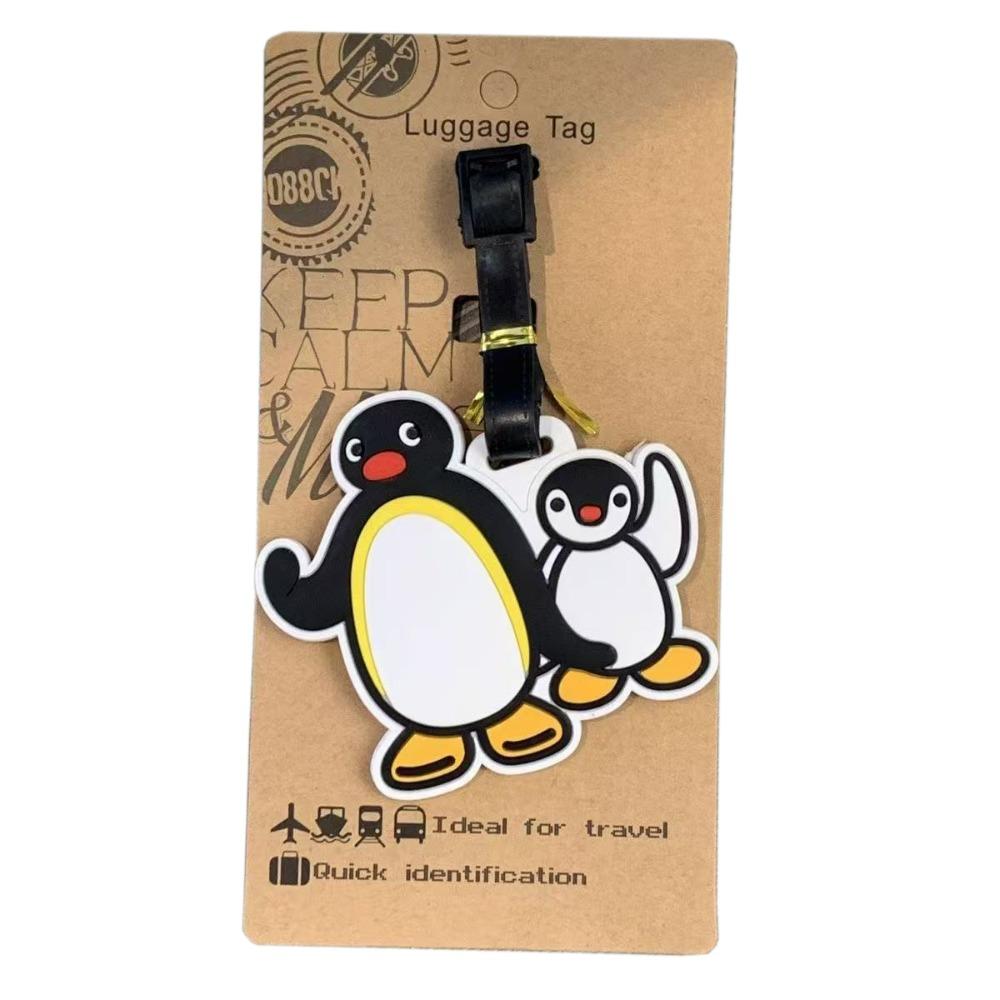 Cute Silicone Travel Luggage Tag Penguin Hippo Portable Suitcase ID Address Holder Cartoon Animal Reusable Baggage Tag