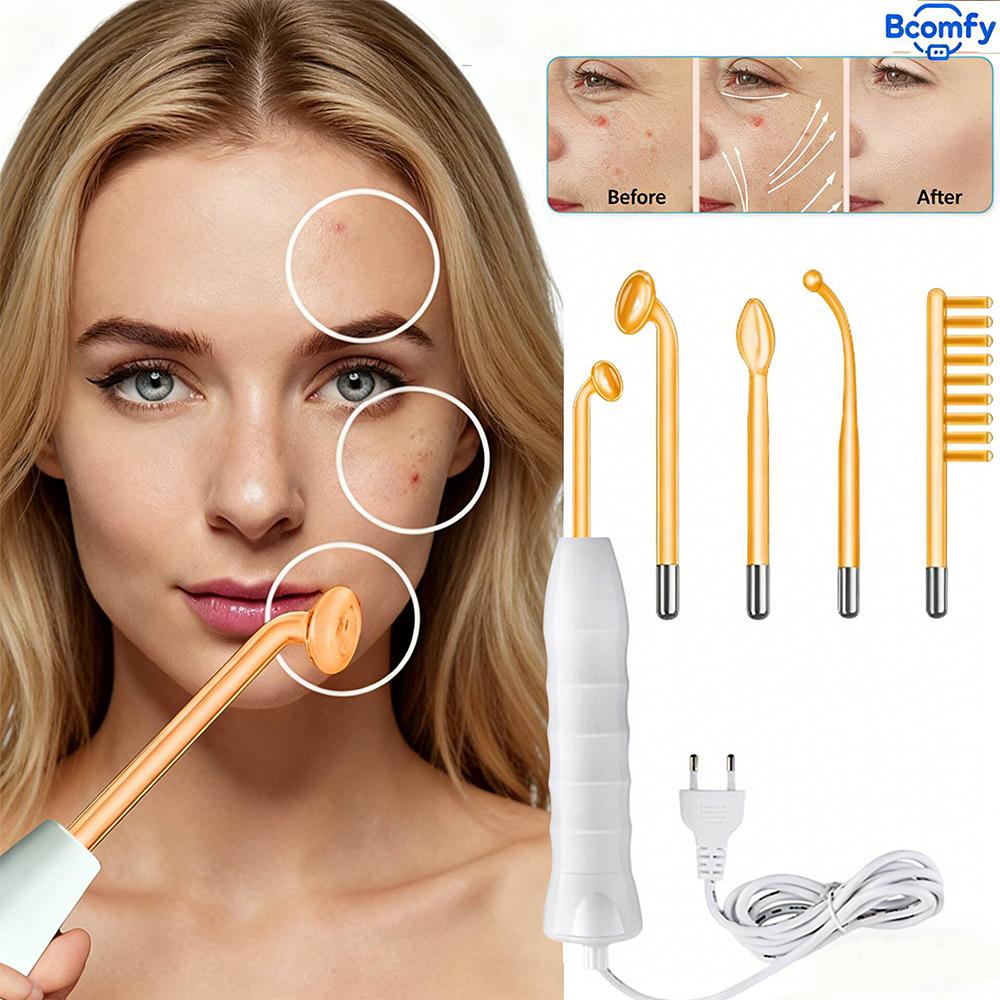 4-in-1 Portable Handheld Electric Neon Wand for Face Skin Beauty High Frequency Facial Tool for Acne Treatment