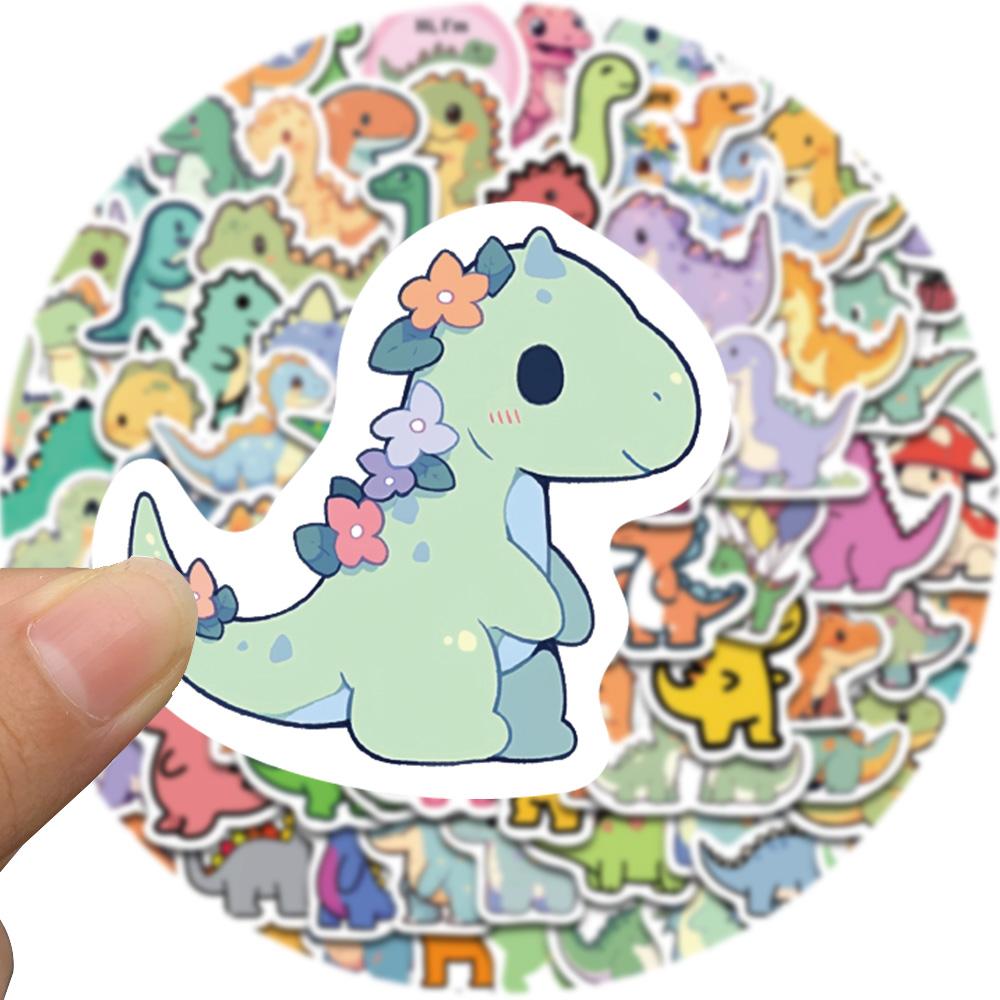 100PCS Cute Cartoon Short Legged Dinosaur Sticker Harajuku Suitcase Home Decorated DIY Scrapbook Coffee PVC Classic Sticker