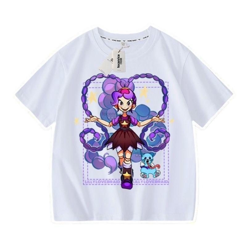 Детская футболка с коротким рукавом для девочек Фиолетовая Лилия Lovebraids 100cm белый