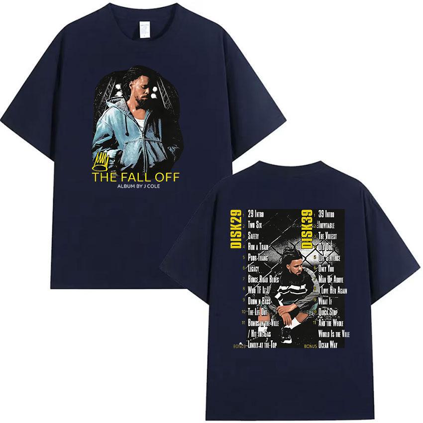 Camiseta Unisex Vintage Gótica de Manga Corta J.Cole Rapper The Fall Off Tour Álbum 2026 Camisetas de Algodón Oversize Hip Hop