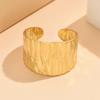 Cross Retro Wide Band Gold-Plated Textured Stainless Steel Adjustable Ring