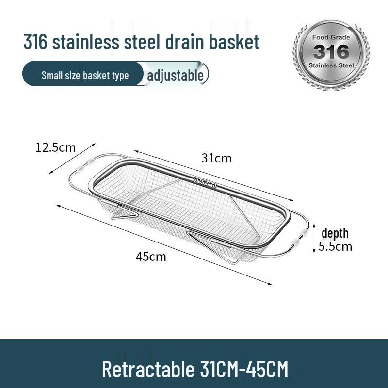 

Retractable 316 Stainless Steel Kitchen Sink Drain Basket