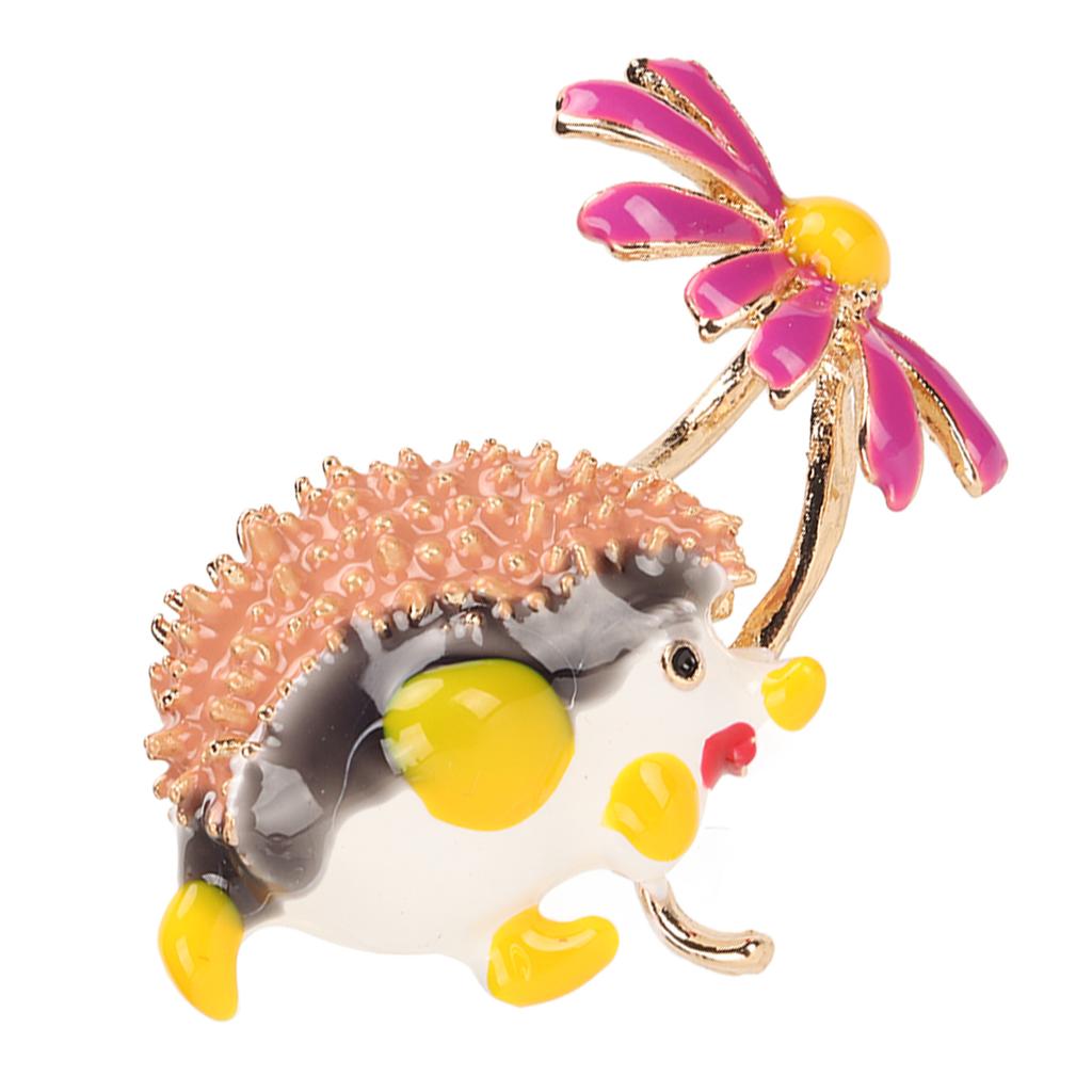 Daisy Hedgehog Brooch Pin Cute Fashionable Enamel Daisy Animal Brooch for Dating Black Purple