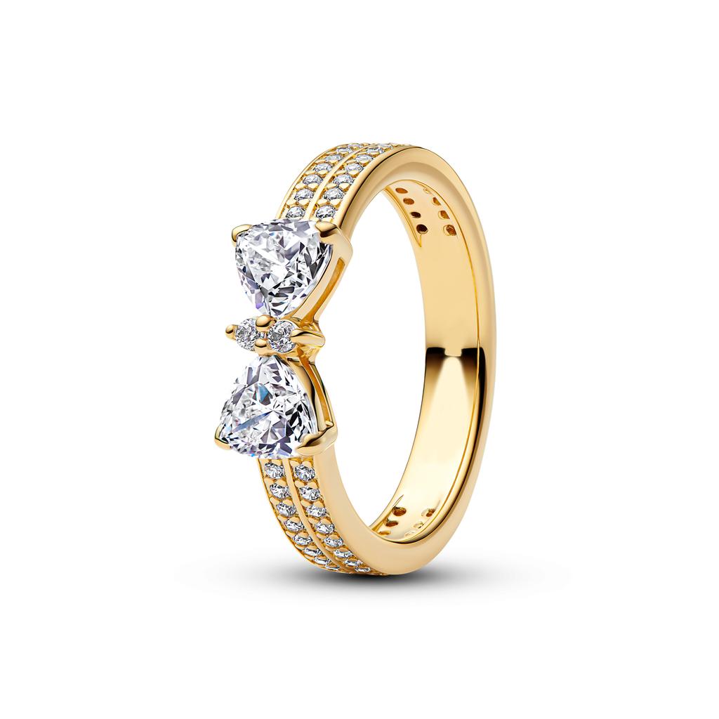 Newest Copper Butterfly Rings Heart Zircon Sparkling Engagement Wedding Pink Bow Ring Luxury Jewellery Gifts High Quality