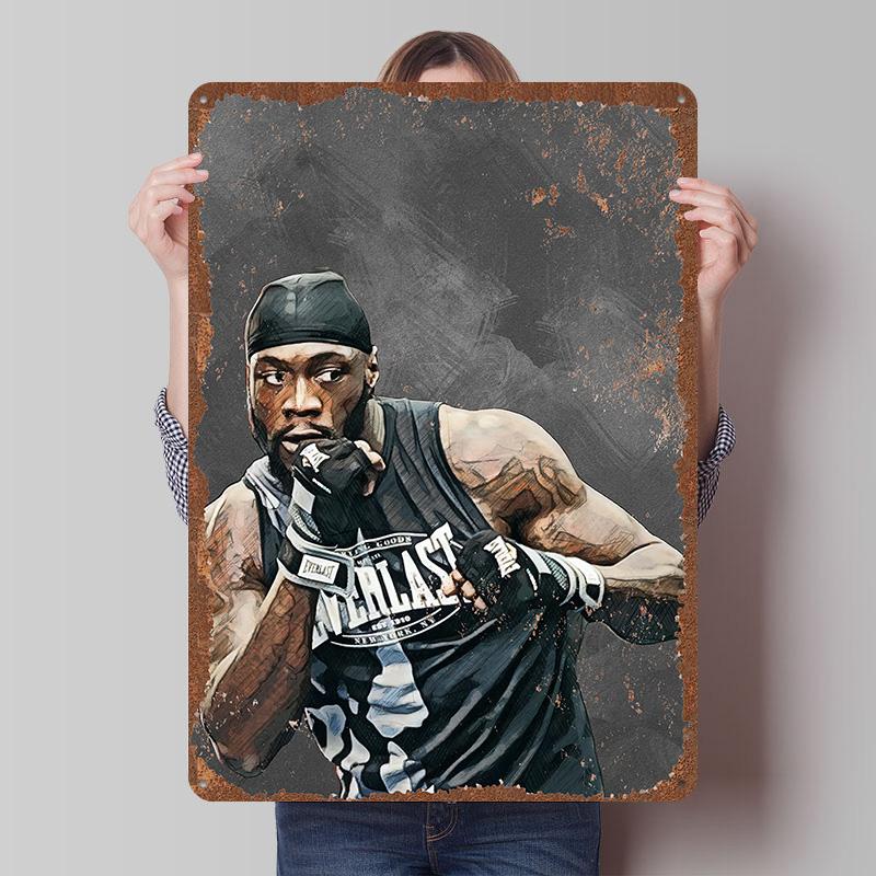 Deontay Wilder Boxer Metal Posters Custom Vintage Metal Signs Wall Art Tin Plaque for Man Cave Bedroom Decorations Home Decor