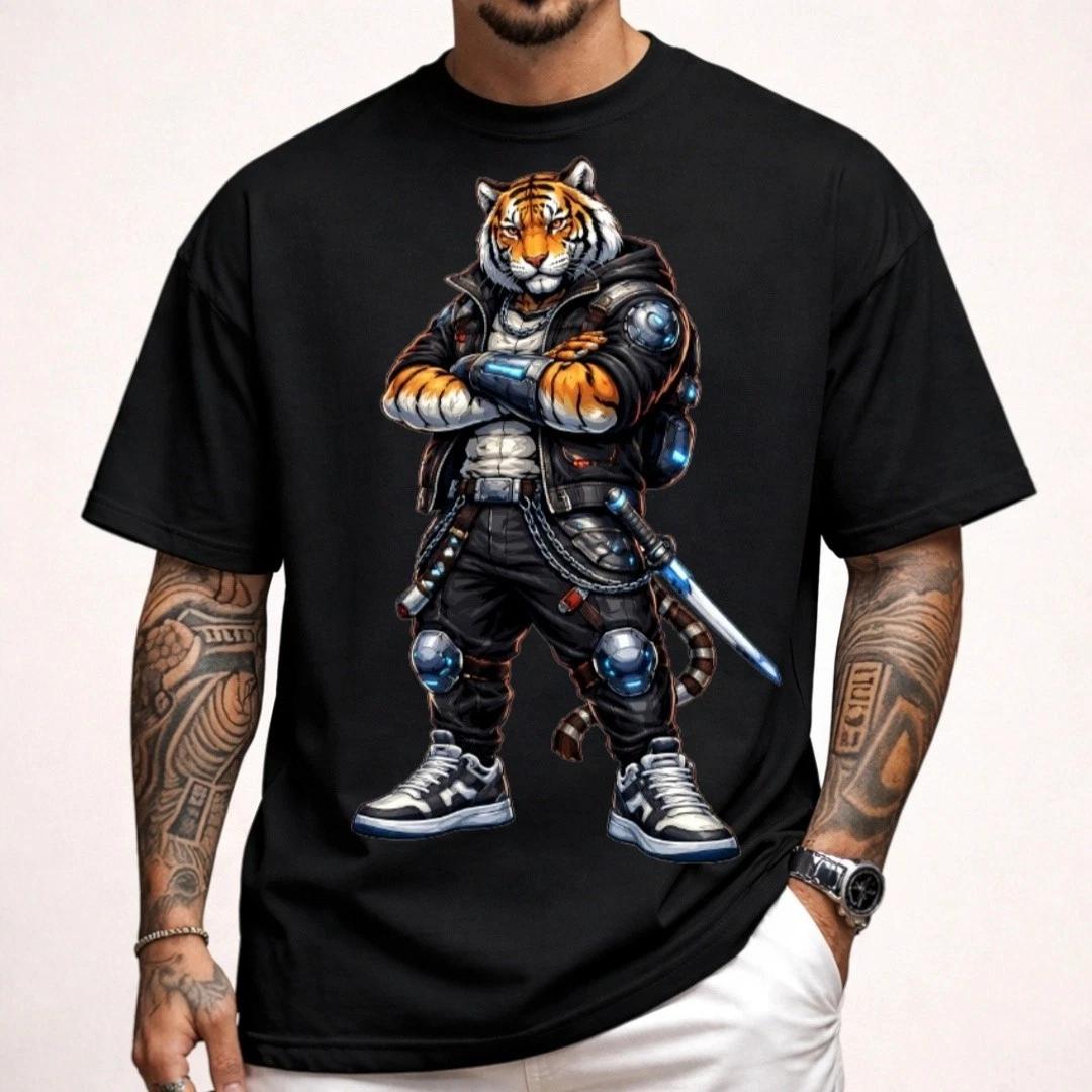 Tiger Graphic T Shirt Streetwear Cartoon Mascot Tee Unisex 2XL