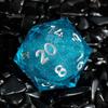 Mehrseitige Harzwürfel Flüssigkern Scharfe Kante 20 Seiten Gold-Silber-Farbe Nummer Polyedrisch Treibsand Mehrseitig D20 RPG Brettspiel Requisite Handgefertigt