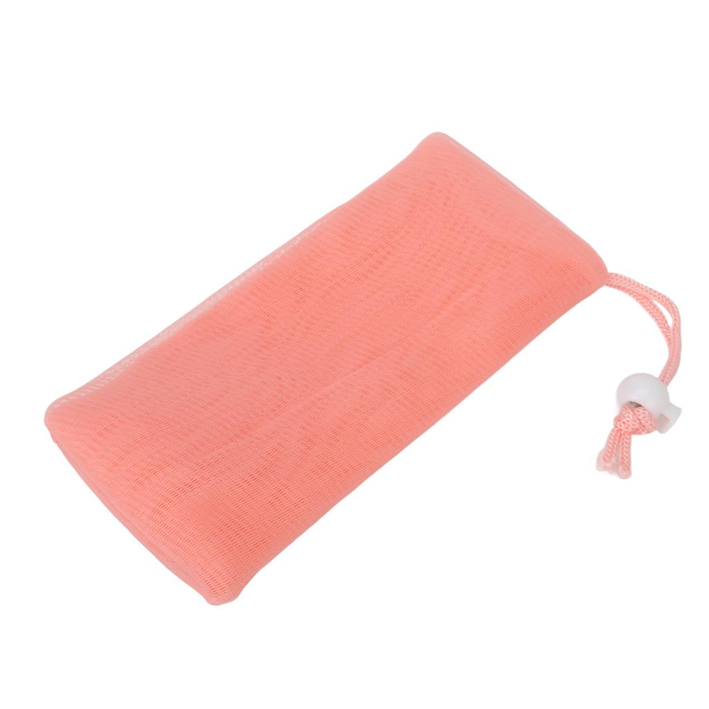 Mesh Soap Pouch Exfoliating Soft Drawstring Design Soap Foaming Net for Body Facial Cleaning Pink 5pcs