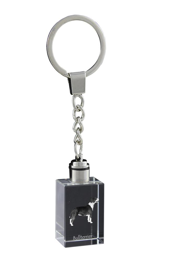 Bull Terrier, Bully - Crystal Key Ring with Dog Photo, Illuminated Key Ring, Unique Gift by Art-Dog Brand