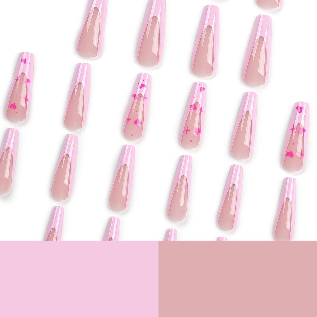 Valentine's Day Pink Starry Love Wearable Nail Tips & Stickers