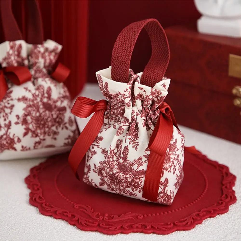 Hot Sale Flower Hand-painted Creative Candy Pouch Gift Packaging Boxes Drawstring Bag Candy Bag