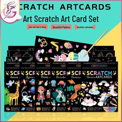 Animal Cartoon Scratch Art DIY Set for Kids - Creative Graffiti Supplies with Dazzling Colors