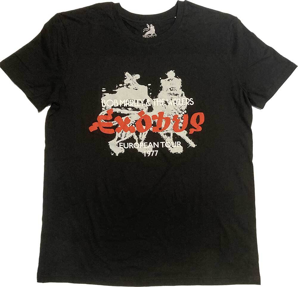 Bob Marley Unisex Hi-Build T-Shirt: Exodus European Tour  77 (Hi-Build) (Large) M